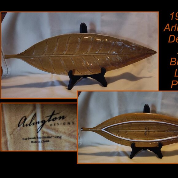 Rare 20" Arlington Designs 1970's leaf Platter, Brown. - Picture 1 of 5